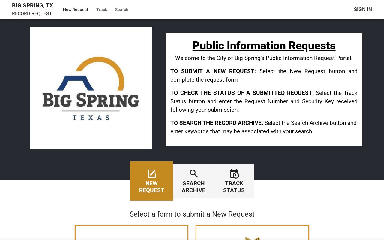 Big Spring residents directory public information request portal