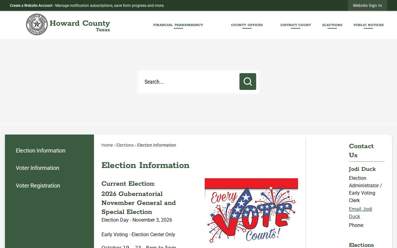 Big Spring residents directory Howard County election information