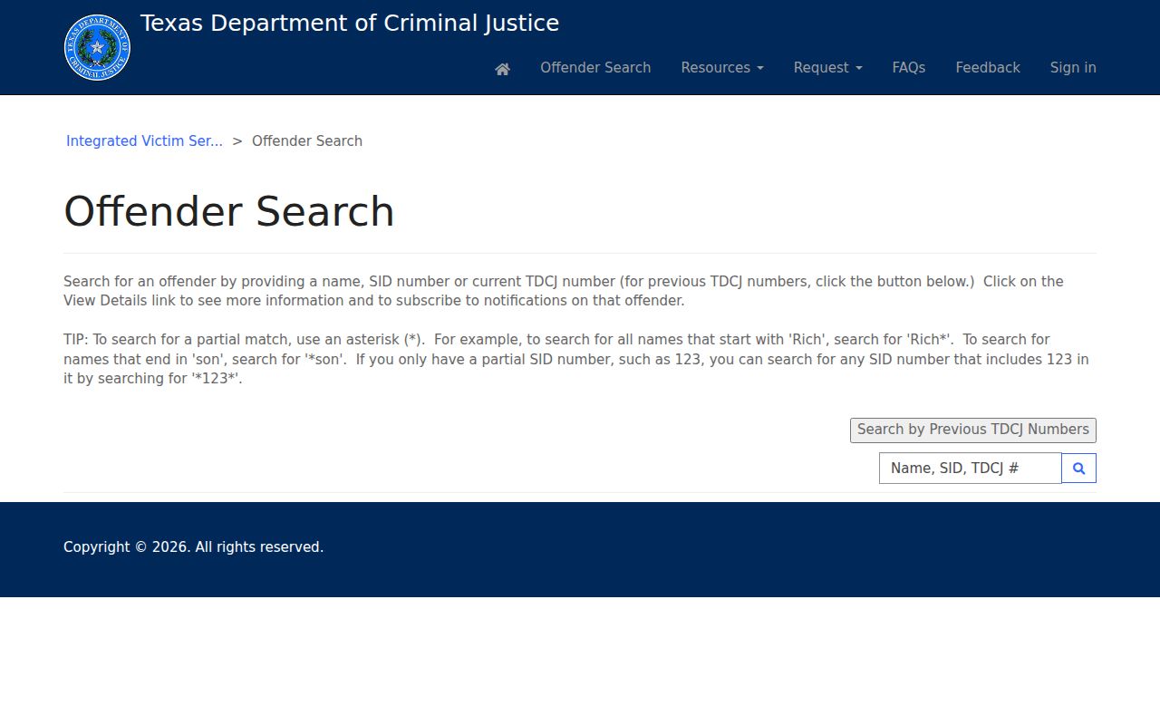 Big Spring resident lookup through the Texas TDCJ offender search